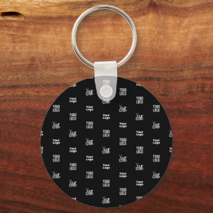Your Logo 3 Logo Pattern Design Editable Black Keychain