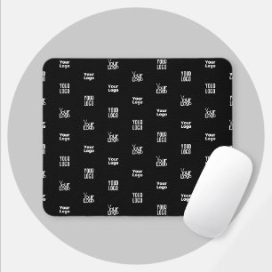 Your Logo   3 Logo Pattern Design Editable Black Mouse Pad