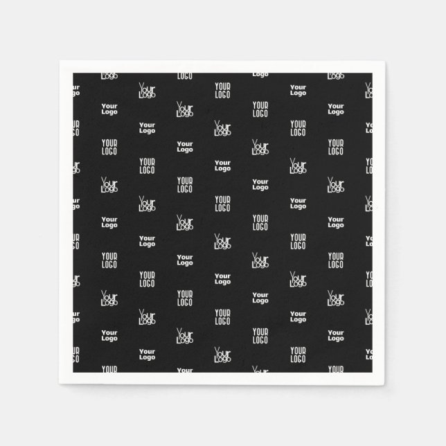 Your Logo | 3 Logo Pattern Design Editable Black Napkins (Front)