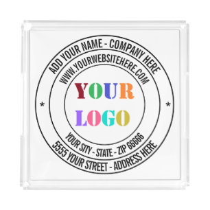 Your Logo Acrylic Tray Example with Custom Text