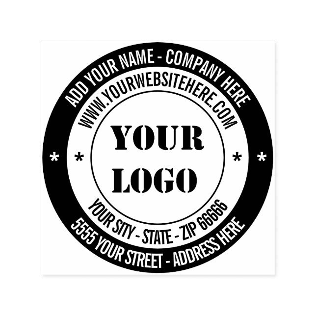 Your Logo Address Name Website Round Color Stamp (Design)