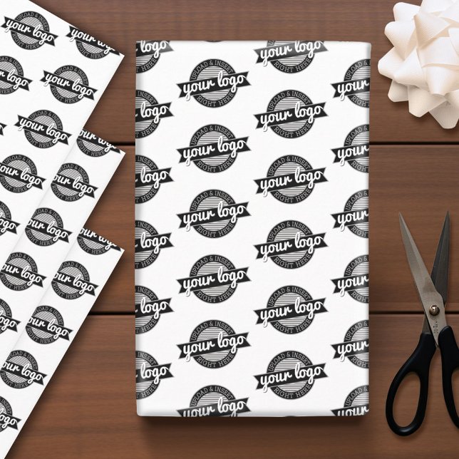 Your Logo All Over - White Background Wrapping Paper Sheets (Custom Logo Wrapping Paper)
