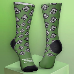 Your Logo All Over - White Type - Green Socks