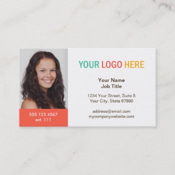 Your Logo And Photo Headshot Professional Company Business Card by logopromogifts at Zazzle