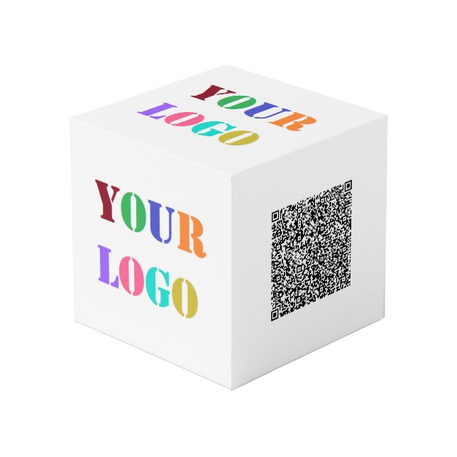Your Logo and QR Code Business Promotional Cube (Front Angled)