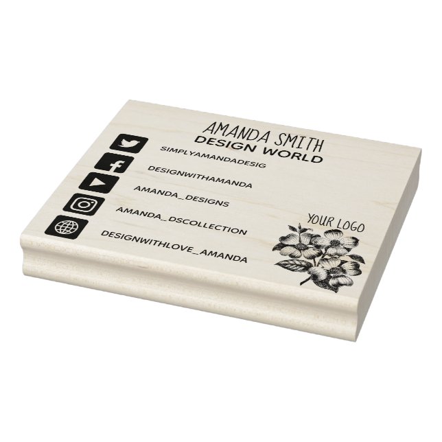 Your logo and social media icons rubber stamp (Stamp)