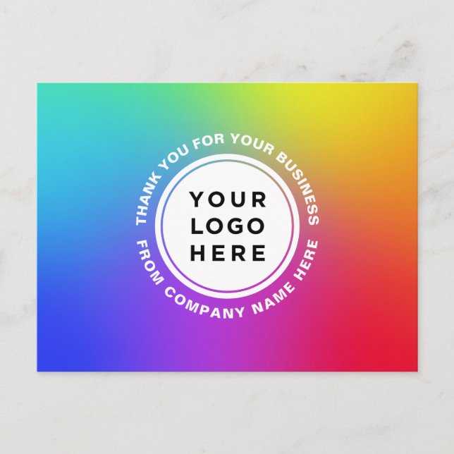 Your Logo and Text Rainbow Personalized Thank You Postcard (Front)