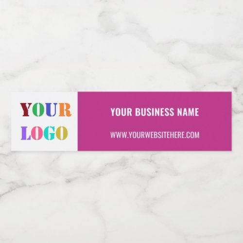 Your Logo and Text Water Bottle Label Choose Color