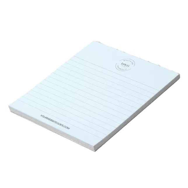 Blue Line Notepad Your Logo and website lined Business promo Blue Notepad | Zazzle