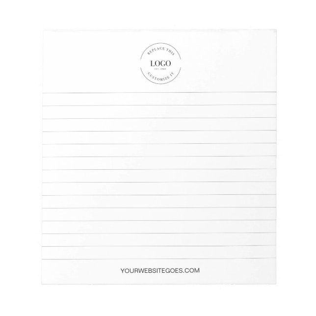 Your Logo and website lined Business promo Custom Notepad (Front)