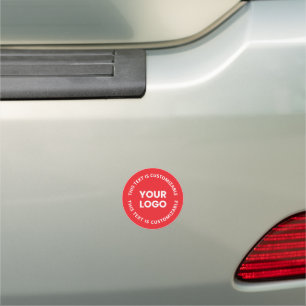 Your Logo/Any Uploaded Image & Circular Text Red Car Magnet
