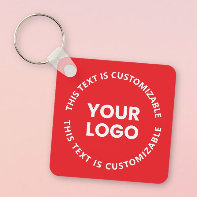 Your Logo/Any Uploaded Image & Circular Text | Red Keychain (Creator Uploaded)