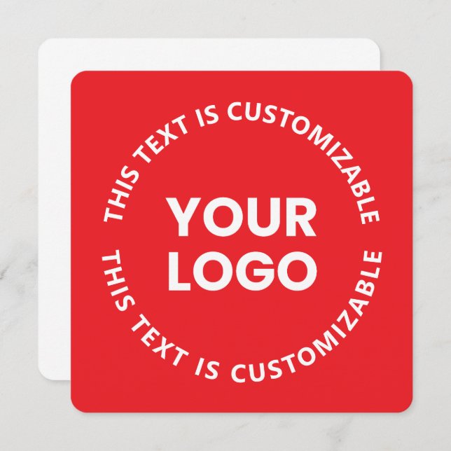 Your Logo/Any Uploaded Image & Circular Text | Red Note Card (Front/Back)
