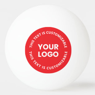 Your Logo/Any Uploaded Image & Circular Text Red Ping Pong Ball