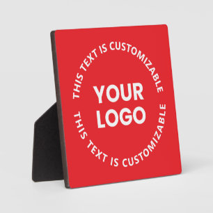 Your Logo/Any Uploaded Image & Circular Text   Red Plaque