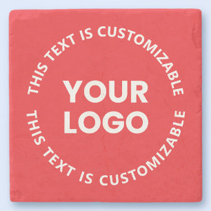 Your Logo/Any Uploaded Image & Circular Text   Red Stone Coaster