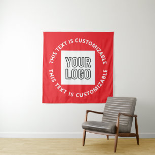 Your Logo/Any Uploaded Image & Circular Text Red Tapestry