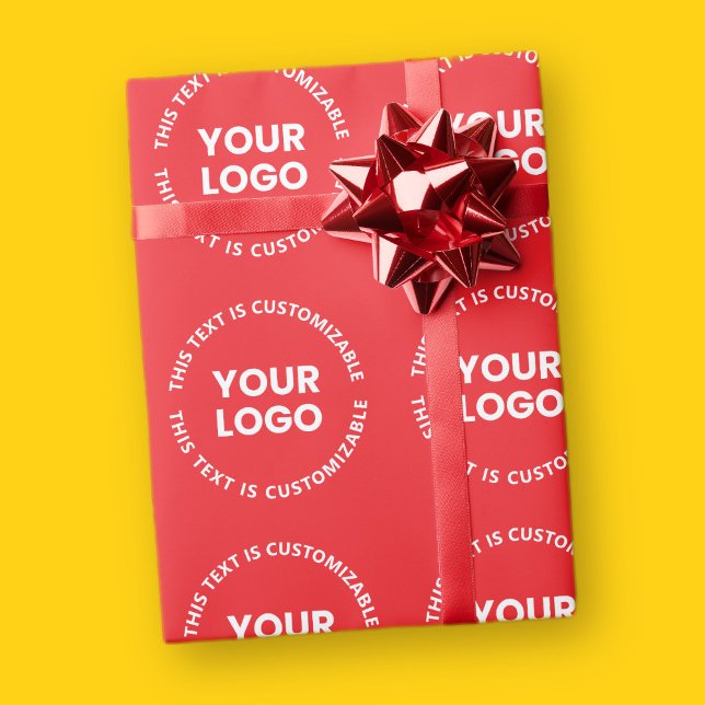 Your Logo/Any Uploaded Image & Circular Text | Red Wrapping Paper (Creator Uploaded)