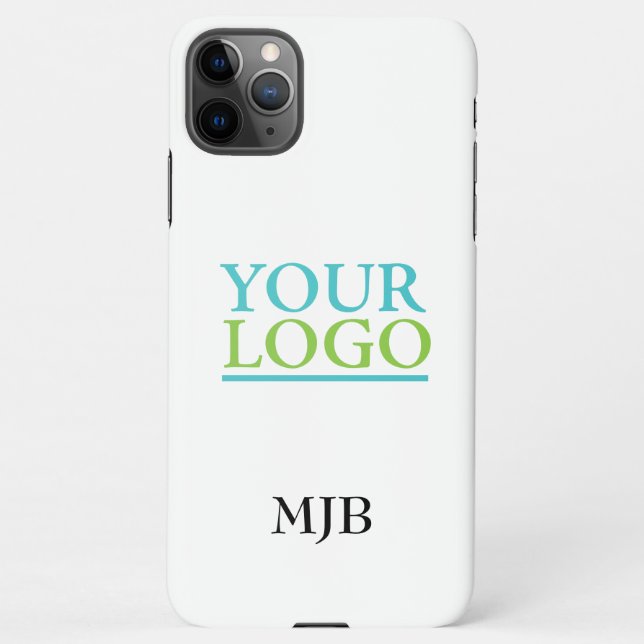 Your Logo/Art/Photo, Black Monogram on White iPhone Case (Back)