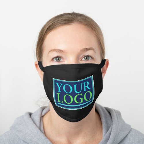 Your LogoArtPhoto Business Name Promo DIY Black Cotton Face Mask