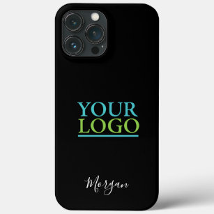 Your Logo/Art/Photo, DIY Name White Script, Black iPhone 13 Pro Max Case