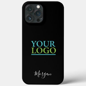 Your Logo/art/photo  Diy Name White Script  Black Iphone 13 Pro Max Case by Lake_Mist at Zazzle
