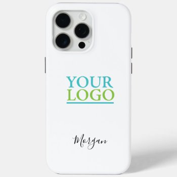 Your Logo/art/photo  Name Black Script  White Iphone 15 Pro Max Case by Lake_Mist at Zazzle