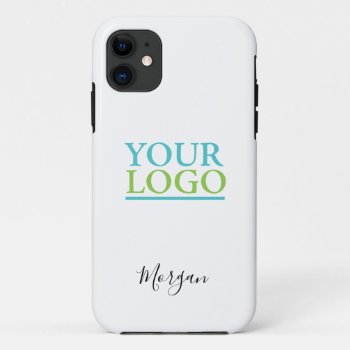 Your Logo/art/photo  Name Black Script  White Iphone 11 Case by Lake_Mist at Zazzle