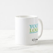 Your Logo/Art/Photo, Name Black Script, White Coffee Mug (Front Right)