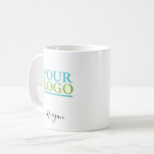 Your Logo/Art/Photo, Name Black Script, White Coffee Mug (Front Left)