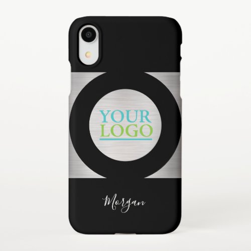 Your LogoArtPhoto Name Blk Circle Silver Black iPhone XR Case