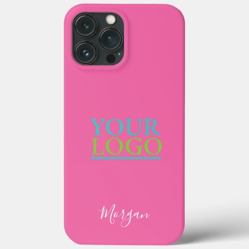 Your LogoArtPhoto Name in White Script Pink iPhone 13 Pro Max Case