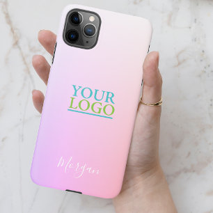 Your Logo/Art/Photo, Name, Pink & Lavender Ombre iPhone 11Pro Max Case