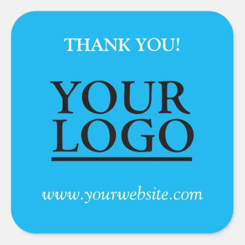 Your Logo Art Photo Name  Website Promo Sky Blue Square Sticker