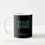 Your Logo/Art/Photo, Name White Script, Black Coffee Mug