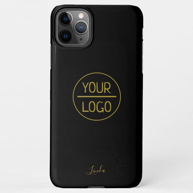 Your Logo/Art/Photo, Name White Script, Black iPho iPhone Case (Back)