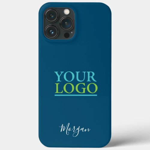 Your LogoArtPhoto Name White Script Ocean Blue iPhone 13 Pro Max Case