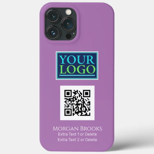 Your LogoArtPhoto QR Code NameInfo Lavender iPhone 13 Pro Max Case