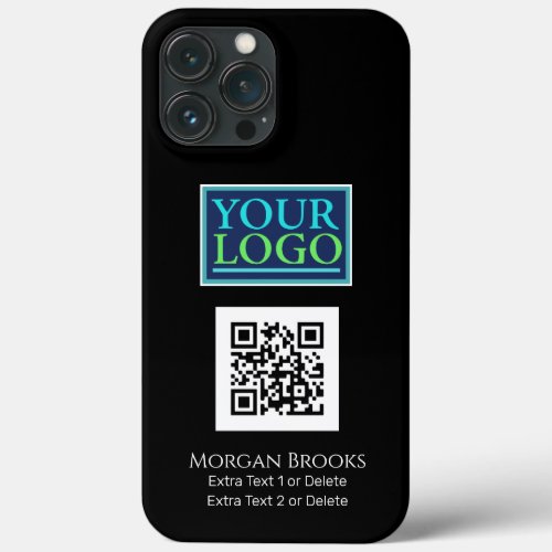 Your LogoArtPhoto QR Code NameInfo on Black C iPhone 13 Pro Max Case