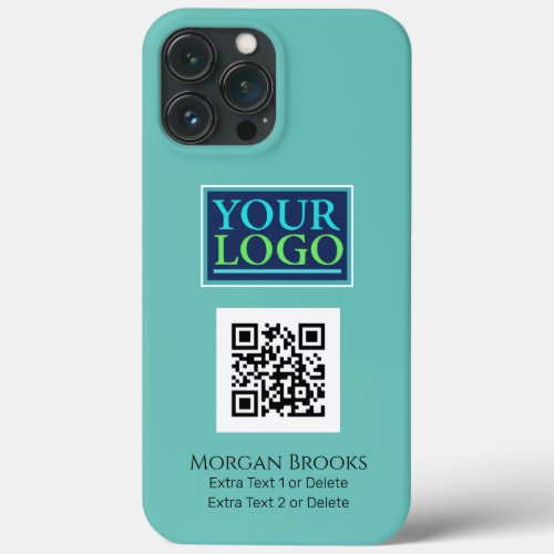 Your LogoArtPhoto QR Code NameInfo on Lt Teal iPhone 13 Pro Max Case