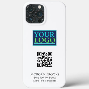 Your Logo/Art/Photo, QR Code, Name/Info on White iPhone 13 Pro Max Case