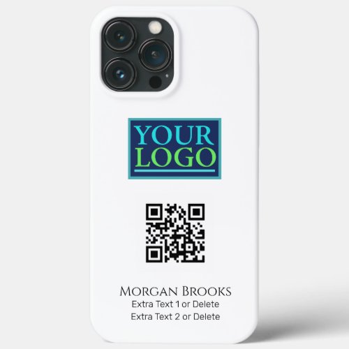Your LogoArtPhoto QR Code NameInfo on White iPhone 13 Pro Max Case