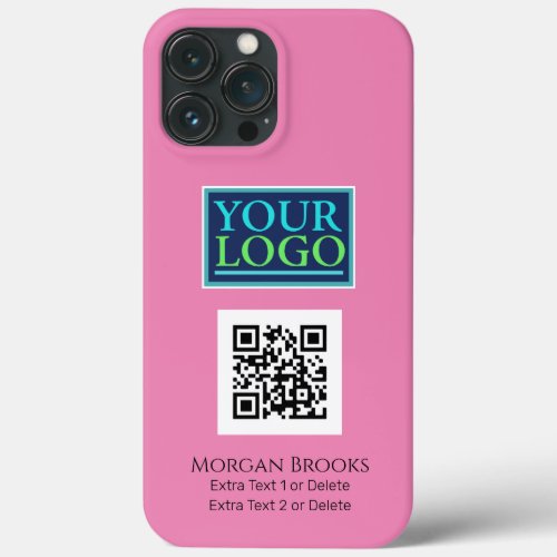 Your LogoArtPhoto QR Code NameInfo Pink iPhone 13 Pro Max Case