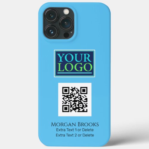 Your LogoArtPhoto QR Code NameInfo Sky Blue iPhone 13 Pro Max Case