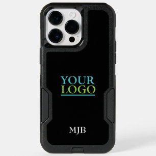 Your Logo/Art/Photo, White Monogram, Black OtterBox iPhone 14 Pro Max Case