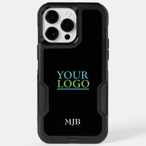 Your LogoArtPhoto White Monogram Black OtterBox iPhone 14 Pro Max Case