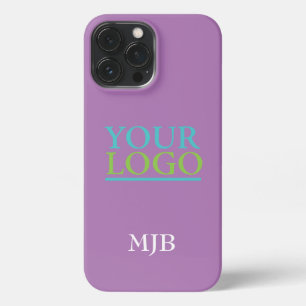Your Logo/Art/Photo, White Monogram, Lavender iPhone 13 Pro Max Case