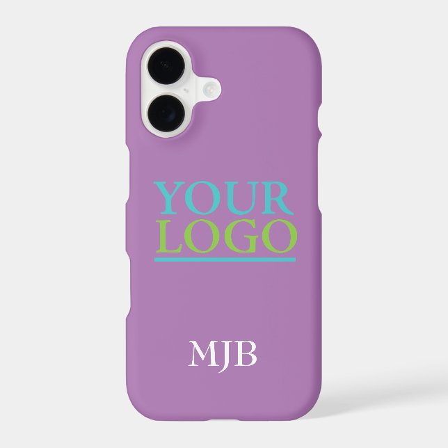 Your Logo/Art/Photo, White Monogram, Lavender iPhone Case (Back)