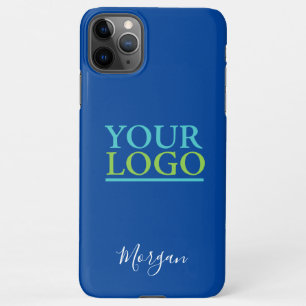 Your Logo/Art/Photo, White Script Name, Deep Blue iPhone 11Pro Max Case