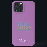 Your Logo/Art/Photo, White Script Name, Lavender iPhone 13 Pro Max Case<br><div class="desc">Personalize with your Logo,  Art or Photo and name in white script on lavender background.</div>